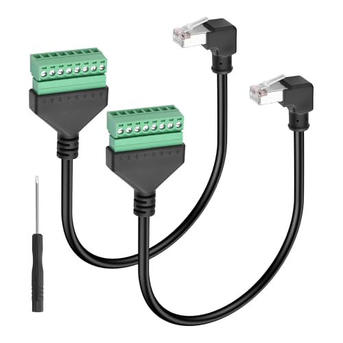 GINTOOYUN 2-Pcs Ethernet Schraube Terminal Verlängerungskabel Cat6e 90 Grad RJ45 Stecker zu 8-Pin abnehmbare Schraube Terminal Ethernet Kabel für Laptop,Router,Drucker etc(11.81 Zoll)(Unten beugen) von GINTOOYUN