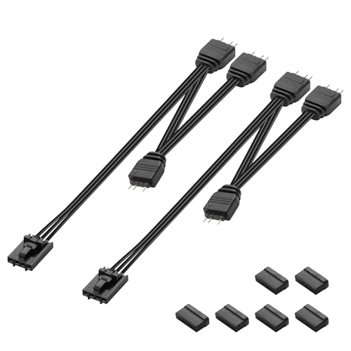 GINTOOYUN 2-Pcs RGB Fan Splitter Kabel 4-Pin Commander Weiblich zu Drei 5V 3-Pin RGB Stecker Konvertierungskabel 1 zu 3 ARGB Splitter Kabel für Commander CorEXT, etc(14.96 Zoll) (1 bis 3) von GINTOOYUN