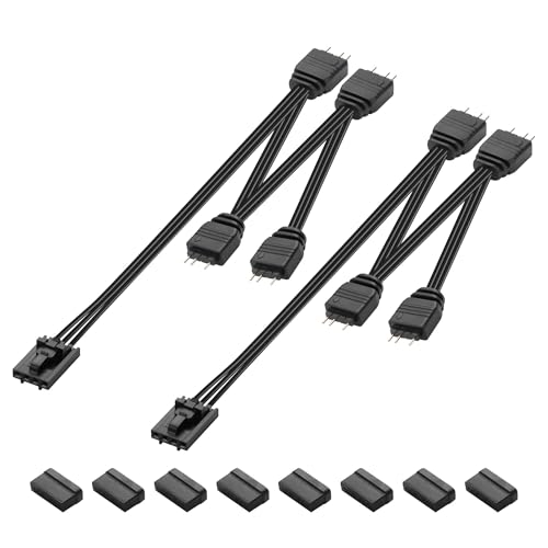 GINTOOYUN 2-Pcs RGB Fan Splitter Kabel 4-Pin Commander Weiblich zu Vier 5V 3-Pin RGB Stecker Konvertierungskabel 1 zu 4 ARGB Splitter Kabel für Commander CorEXT,etc.(17.72 Zoll) (1 bis 4) von GINTOOYUN