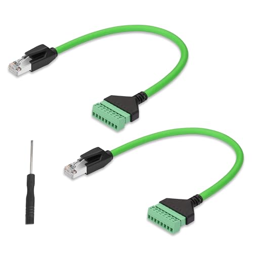 GINTOOYUN 2 Pcs RJ45 Stecker zu 8-Pin Schraubklemmenkabel Grün Cat6 Ethernet Kabel RJ45/8P 8C zu 8-Pin abnehmbare Schraubklemme Lötless Kabel für Desktop Computer,Digital DVRs etc(12.59 Zoll) von GINTOOYUN