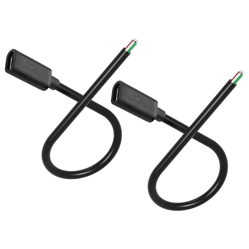 GINTOOYUN 2 Stück 5V/3A USB-C weibliches Stecker Pigtail Netzkabel 22AWG Typ-C weibliches Stecker zu 4 Pin verzinktem Bare Wire DIY Kabel für Laptops,Handys,DIY,etc(11,81 Zoll)(Weiblicher Stecker) von GINTOOYUN
