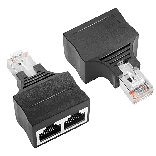 GINTOOYUN 2 Stück RJ50 10P10C Adapter 10Pin RJ50 Ein Stecker auf zwei Buchsen Ethernet-Adapter für Laptops, Desktops, Router usw. (Nur für Switched Networks, nicht für Split Networks) von GINTOOYUN