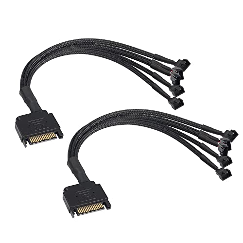 GINTOOYUN 2 Stück SATA auf Lüfter Splitter Adapter Stromkabel 15 Pin SATA auf 5 x 3 Pin/4 Pin 12V Computer Gehäuse Lüfter Stromkabel für CPU-Lüfter, Computer-Host, Computer-Motherboard usw von GINTOOYUN