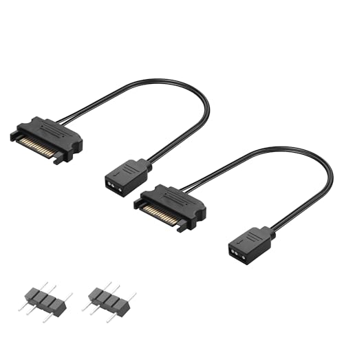 GINTOOYUN 2 Stück SATA-zu-RGB-Lüfter-Stromkabel 22AWG SATA 15-Pin-Stecker zu 3-Pin-RGB-Buchse-Gehäuselüfter-Stromkabel für Gehäuselüfter,RGB-Lichtstreifen,RGB-Lüfter, usw(12,6 Zoll) von GINTOOYUN