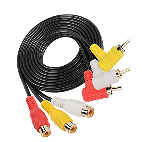 GINTOOYUN Audio Video 3 RCA -Kabel -Gold -Plattierung rechts 90 Grad 3 RCA Männlich bis 3 RCA -Audio- und Videoerweiterungskabel für Fernseher, Fernsehbox, Verstärker, Audio -Mixer usw. (58,2 Zoll) von GINTOOYUN