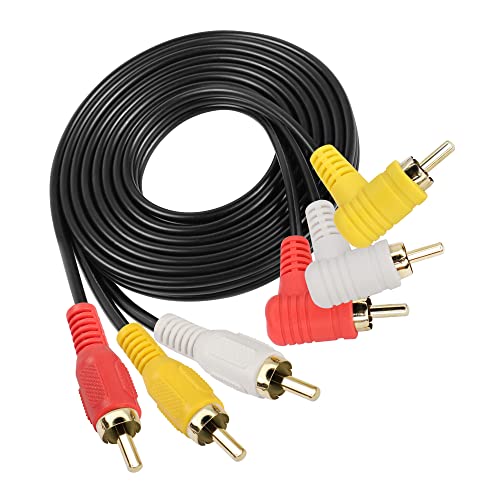 GINTOOYUN Audio Video 3 RCA -Kabel goldplattiert rechter Winkel 90 Grad 3 RCA Männlich bis 3 RCA -Audio- und Videoerweiterungskabel für TV, TV -Box, Verstärker, Audio -Mixer usw. (58,2 Zoll) von GINTOOYUN