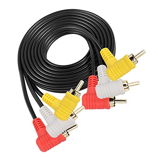 GINTOOYUN 148 cm Audio Video 3 RCA-Kabel goldplattiert rechter Winkel 90 Grad 3 RCA-Stecker für Fernseher, Fernsehbox, Verstärker, etc. von GINTOOYUN