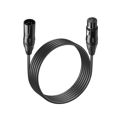 GINTOOYUN DMX Kabel 4-Pin Signal XLR Stecker auf Buchse DMX512 XLR Stecker auf Buchse Bühnenlicht Signal Kabel mit Metallanschlüssen, Anschluss für Bühnenbereich DJ Beleuchtungskörper(1.8M)(1.8m,4Pin) von GINTOOYUN