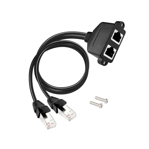 GINTOOYUN Dual RJ45 Kabel mit Panel Mount Schraube, Dual Schraube Verriegelung 2 Ports RJ45 Buchse auf Stecker Cat5 Netzwerk Verlängerungskabel (19.6 Zoll) von GINTOOYUN