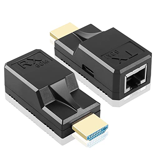 GINTOOYUN HDMI zu RJ45 60m Extender 1080p HDMI zu RJ45-Kabel-Extender-Konverter mit Typ-C-Ladekabel für Computer, Laptops, Set-Top-Boxen, Fernseher, Projektoren usw. von GINTOOYUN