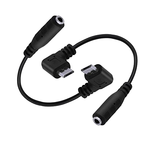 GINTOOYUN Micro-USB auf 3,5 mm Kabel, 90 Grad, Mini-5-poliger USB-Stecker auf 4-polige 3,5-mm-Buchse, AUX-Audiokabel für Kopfhörer, aktives Clip-Mikrofon, Mikrofon usw. (15,5 cm) 2 Stück von GINTOOYUN