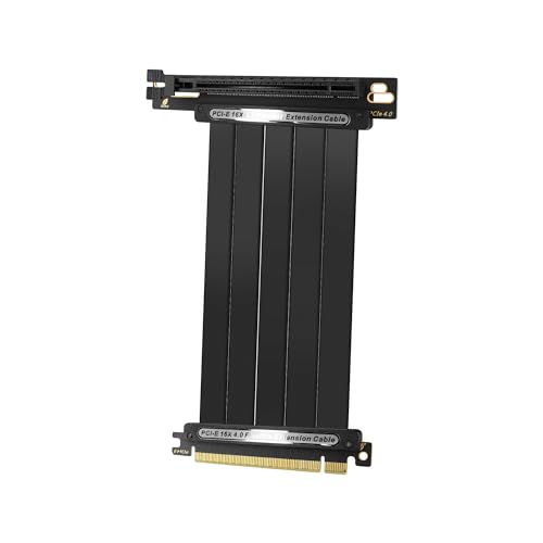 GINTOOYUN PCIE 4.0 X16 Grafikkarte Verlängerungskabel Schwarz PCIE 4.0 X16 Stecker zu 90 Grad weibliche GPU Steigerkabel für Grafikkartengehäuse, etc(9.8Inch) (90 Grad) von GINTOOYUN