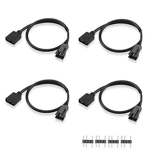 GINTOOYUN RGB Verlängerungskabel 3-Pin auf SM 3-Pin Stecker Adapter Kabel 5V 3-Pin adressierbare RGB Verlängerungskabel für RGB Fan, PC LED Streifen(0.98FT)(Stil 3) von GINTOOYUN