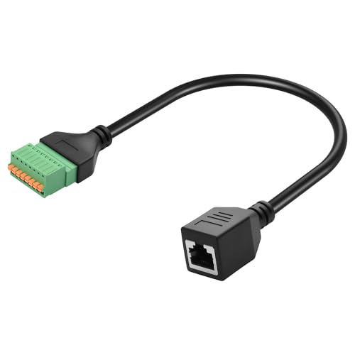 GINTOOYUN RJ45 8P8C Buchse auf 8-polige Federklemme Ethernet Kabel Cat6e RJ45 Buchse auf 8-polige lötlose abnehmbare schnelle Crimpfeder Terminal Ethernet Kabel für Router,Schalter ect(13.22 Zoll) von GINTOOYUN