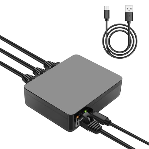 GINTOOYUN RJ45 Ethernet Splitter 1 bis 3 Out 1000Mbps Gigabit Switch Netzwerk mit USB Splitter Internet Distributor für Cat5/5e/6/7/8 Kabel (3 Computer zur gleichen Zeit) von GINTOOYUN