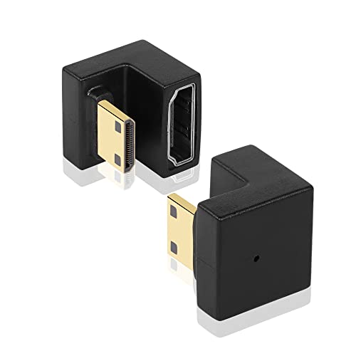 GINTOOYUN U Form Mini HDMI zu HDMI Adapter 8K Mini HDMI Stecker zu 180 Grad HDMI Buchse Verlängerungsadapter für Kamera,Laptop,Tablet,HDTV,Projektor 2 PCS(UP) (U-förmig abwärts) von GINTOOYUN