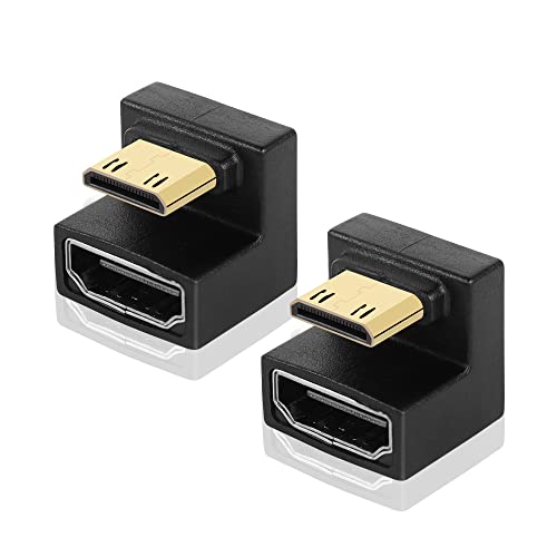 GINTOOYUN U Form Mini HDMI zu HDMI Adapter 8K Mini HDMI Stecker zu 180 Grad HDMI Buchse Verlängerungsadapter für Kamera,Laptop,Tablet,HDTV,Projektor 2 PCS(UP) (U-förmig aufwärts) von GINTOOYUN