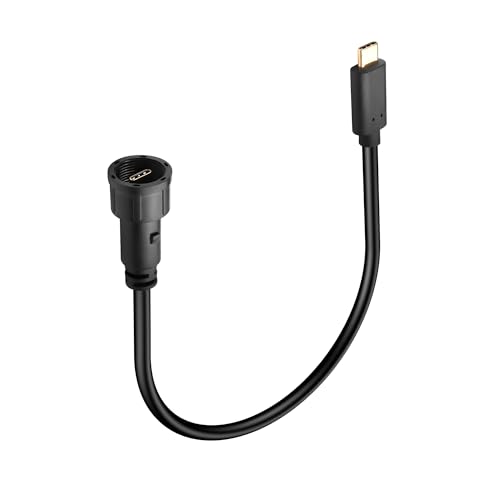 GINTOOYUN USB-C Flush Mount Gewinde Festplatte Installation Kabel Typ-C männlich zu männlich wasserdicht Datenkabel für Laptops,Handys,Wohnwagen usw(12,2 Zoll) von GINTOOYUN