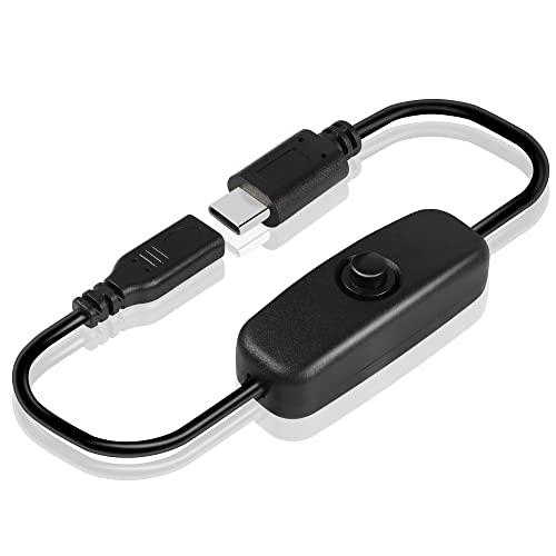 GINTOOYUN USB C Kabel mit ON/OFF Taste USB Typ C Stecker auf Buchse Stromkabel mit Schalter für Raspberry Pi 4B Netzteil 30cm von GINTOOYUN