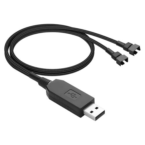 GINTOOYUN USB zu 3/4 Pin 1 bis 2 Step-Up Fan Power Kabel DC5V zu DC12V USB-A Stecker zu zwei 3/4 Pin Stecker Stecker Gehäuse Fan Kabel für CPU Fans, Chassis Fans etc(21.26 Zoll)(1 bis 2) von GINTOOYUN