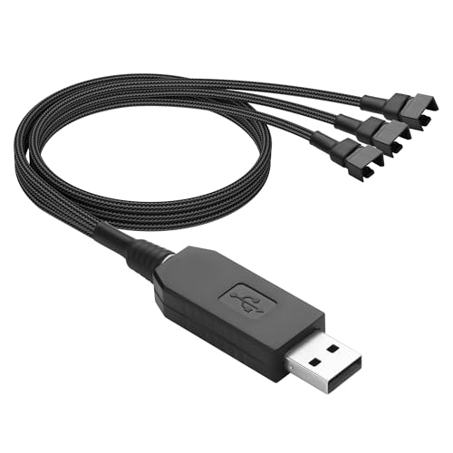 GINTOOYUN USB zu 3/4 Pin 1 bis 3 Step-Up Fan Power Kabel DC5V zu DC12V USB-A Stecker zu drei 3/4 Pin Stecker Stecker Gehäuse Fan Kabel für CPU Fans, Chassis Fans etc(21.26 Zoll)(1 bis 3) von GINTOOYUN