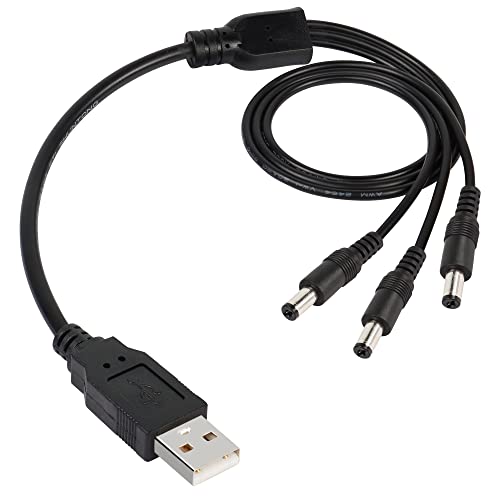 GINTOOYUN USB zu DC Splitter Stromkabel 1 bis 3 USB2.0 Stecker auf 3 DC 5,5 mm x 2,1 mm Verlängerungskabel für LED-Streifen,Monitore,HUB-Splitter,Router,Lautsprecher,Mini-Lüfter,70 cm (Stil 1) von GINTOOYUN