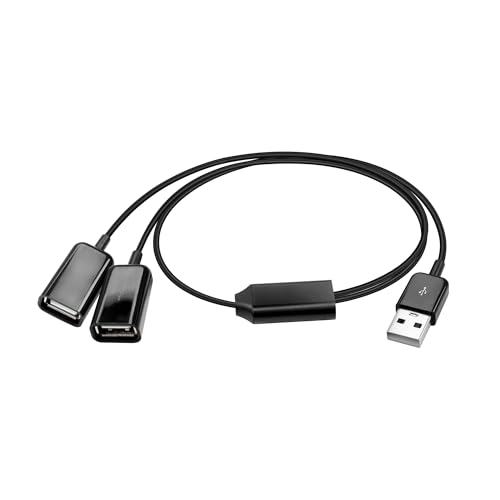 GINTOOYUN USB2.0 1 bis 2 Splitter USB 2.0 Stecker zu 2 USB 2.0 Buchse Hub Power Verlängerungskabel für Laptops, Desktops, Mäuse, Tastaturen, etc(20 Zoll) (1 bis 2) von GINTOOYUN