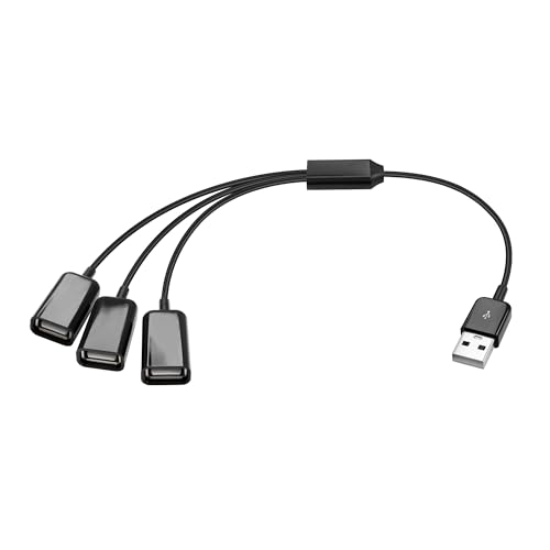 GINTOOYUN USB2.0 1 bis 3 Splitter USB 2.0 Stecker zu 3 USB 2.0 Buchse Hub Power Verlängerungskabel für Laptops, Desktops, Mäuse, Tastaturen, etc. (12 Zoll)(1 bis 3) von GINTOOYUN