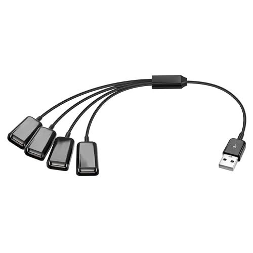 GINTOOYUN USB2.0 1 bis 4 Splitter USB 2.0 Mann zu 4 USB 2.0 weibliche Hub Power Verlängerungskabel für Laptops, Desktops, Mäuse, Tastaturen, etc. (12 Zoll)(1 bis 4) von GINTOOYUN