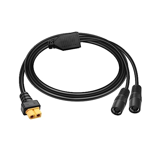 GINTOOYUN XT60 auf DC7909 Y Splitter Adapter Kabel XT60 Stecker auf Dual DC 7.9mm x 0.9mm Stecker Netzkabel für Rasenmäher, Drohnen, tragbare Ladestation, etc(3.2FT) von GINTOOYUN