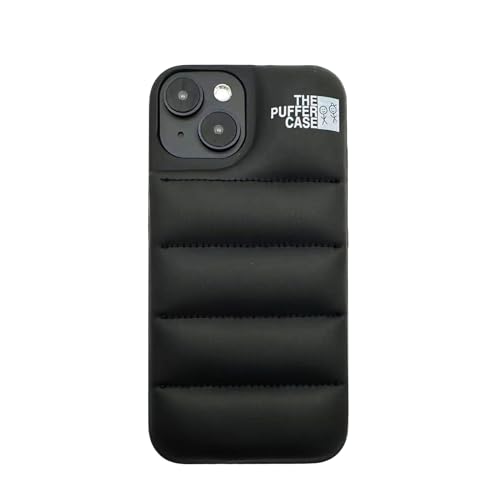 GINZER Puffer Handyhüllen kompatibel mit iPhone 11, 1 Stück niedliche luxuriöse Daunen-Soft-Touch-Jacke, 3D-Schutzhülle, schwarz, Anti-Drop-Schutzhülle mit weichem, kratzfestem Mikrofaser-Futter von GINZER