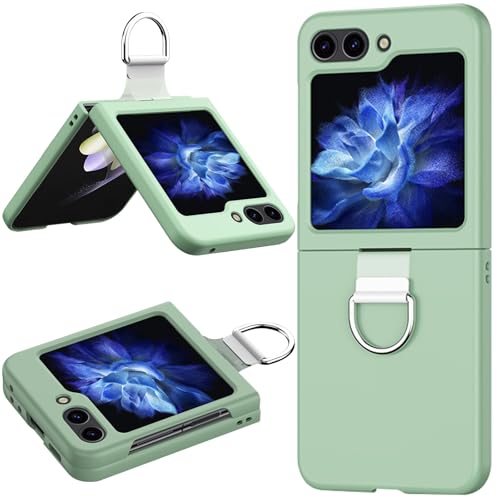 GIONAR Hülle für Samsung Galaxy Z Flip 6, Hart PC Stoßfest Schutzhülle mit äußerer Displayschutzfolie und Ring, Handyhülle für Flip 6 Samsung,(Grün) von GIONAR