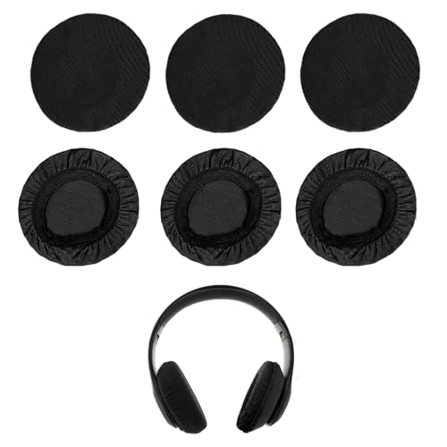 GIONAR 6 Stücke Kopfhörer Ohrpolster, Dehnbare Waschbare Kopfhörer überzug, Überzieher Gegen Schmutz für Fitnessstudio, Gaming (Schwarz, 9-11 cm (3.54-4.33 inches) von GIONAR