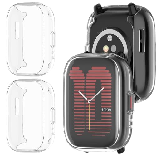 GIOPUEY [2 Stück Hülle Kompatibel mit Amazfit Active, Soft TPU, Shock Resistant, Amazfit Active Cover - Transparent+Transparent von GIOPUEY