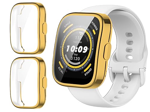 GIOPUEY [2 Stück Hülle Kompatibel mit Amazfit Bip 5, Soft TPU, Shock Resistant, Amazfit Bip 5 Cover - Gold+Gold GIOPUEY [2 Stück Hülle Kompatibel mit Amazfit Bip 5, Soft TPU, Shock Resistant, Amazfit Bip 5 Cover - Gold+Gold von GIOPUEY