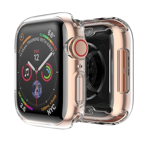 GIOPUEY [2 Stück Hülle Kompatibel mit Apple Watch Series 9 41mm, Soft TPU, Shock Resistant Cover - Transparent+Transparent von GIOPUEY