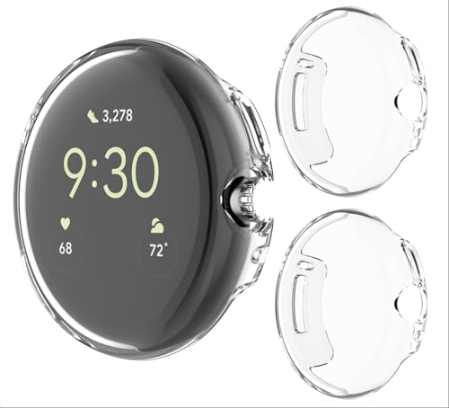 GIOPUEY [2 Stück Hülle Kompatibel mit Google Pixel Watch 3 45mm, Soft TPU, Shock Resistant, Google Pixel Watch 3 45mm Cover - Transparent+Transparent GIOPUEY [2 Stück Hülle Kompatibel mit Google Pixel Watch 3 45mm, Soft TPU, Shock Resistant, Google Pixel Watch 3 45mm Cover - Transparent+Transparent von GIOPUEY