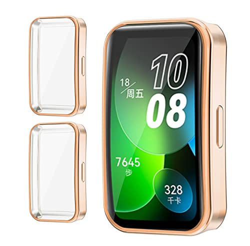 GIOPUEY [2 Stück Hülle Kompatibel mit Huawei Band 9/Band 8, Soft TPU, Shock Resistant, Huawei Band 9/Band 8 Cover - Gold+Gold von GIOPUEY