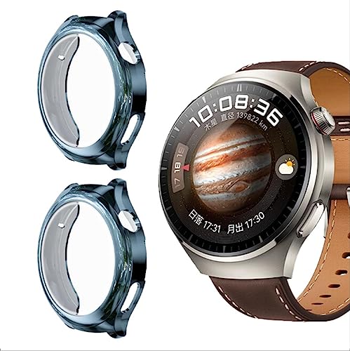 GIOPUEY [2 Stück Hülle Kompatibel mit Huawei Watch 4 Pro, Soft TPU, Shock Resistant, Huawei Watch 4 Pro Cover - Blue+Blue von GIOPUEY