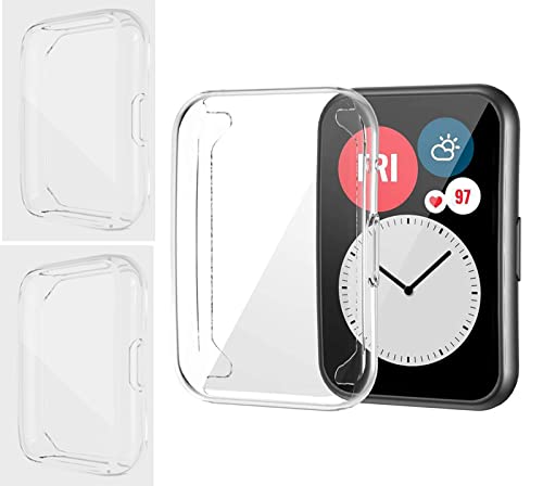GIOPUEY [2 Stück Hülle Kompatibel mit Huawei Watch FIT Special Edition, Soft TPU, Shock Resistant, Huawei Watch FIT Special Edition Cover - Transparent+Transparent von GIOPUEY