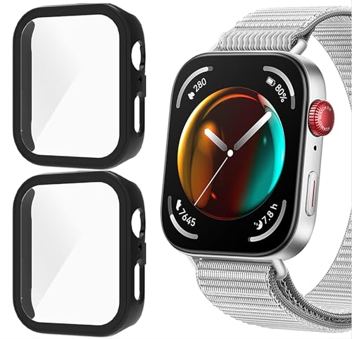 GIOPUEY [2 Stück Hülle Kompatibel mit Huawei Watch Fit 3, Glasschutzfolie + Hartplastikrahmen, 360° Rundumschutz, Huawei Watch Fit 3 Cover - Black+Black GIOPUEY [2 Stück Hülle Kompatibel mit Huawei Watch Fit 3, Glasschutzfolie + Hartplastikrahmen, 360° Rundumschutz, Huawei Watch Fit 3 Cover - Black+Black von GIOPUEY