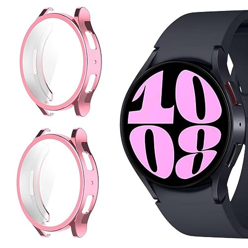 GIOPUEY [2 Stück Hülle Kompatibel mit Samsung Galaxy Watch 6 40mm, Soft TPU, Shock Resistant, Samsung Galaxy Watch 6 40mm Cover - Pink+Pink von GIOPUEY