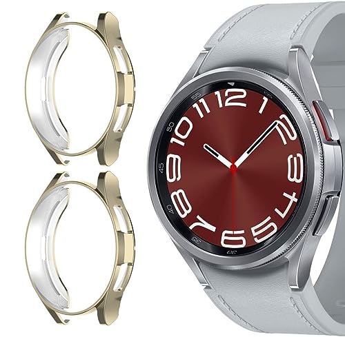 GIOPUEY [2 Stück Hülle Kompatibel mit Samsung Galaxy Watch 6 Classic 43mm, Soft TPU, Shock Resistant, Samsung Galaxy Watch 6 Classic 43mm Cover - Gold+Gold GIOPUEY [2 Stück Hülle Kompatibel mit Samsung Galaxy Watch 6 Classic 43mm, Soft TPU, Shock Resistant, Samsung Galaxy Watch 6 Classic 43mm Cover - Gold+Gold von GIOPUEY