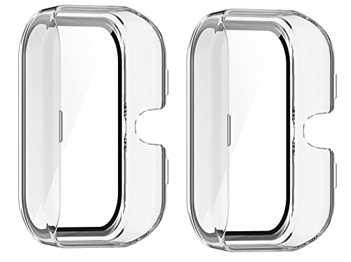 GIOPUEY [2 Stück] Hülle mit kompatiblem Amazfit Bip 3/3 Pro, Glasschutzfolie + Hartplastikrahmen, 360° Rundumschutz, Amazfit Bip 3/3 Pro Cover - Transparent+Transparent von GIOPUEY