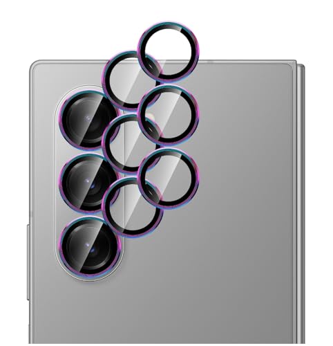 GIOPUEY 2 Stück Kameraschutz Kompatibel mit Samsung Galaxy Z Fold 7, [Kompletter Schutz][Doppelter Schutz] Metall Ring + Schutzglas, Kameraschutz - Colorful von GIOPUEY