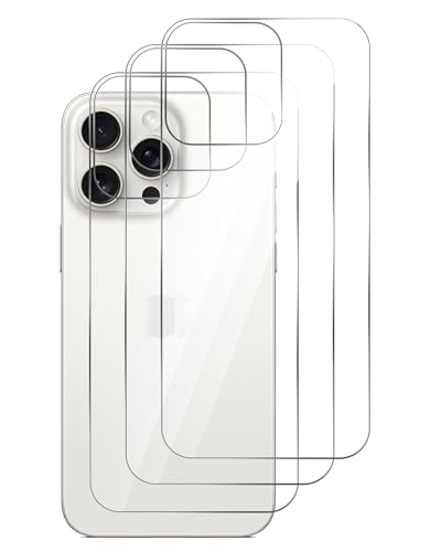 GIOPUEY[3 Stück Rückseite Folie Kompatibel mit iPhone 16 Pro Max, iPhone 16 Pro Max Rückseite Schutzfolie, Gehärtetes Glas, Hohe Transparenz, Kratzfest, rutschfest - transparent von GIOPUEY