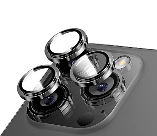 GIOPUEY 3D Gestuft Kamera Schutzfolie Kompatibel mit iPhone 14 Pro Max, iPhone 14 Pro Kameraschutz, Blendschutz, 2-in-1-Material, Anti-Fall - Black von GIOPUEY