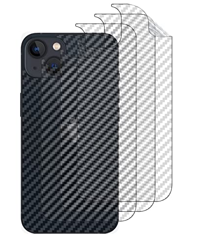 GIOPUEY[4 Stück Rückseite Folie Kompatibel mit iPhone 14, iPhone 14 Rückseite Schutzfolie, Weiches TPU, Dünn, Kohlefaser-Textur, Anti-Fingerabdruck, Anti-Kratzer - Translucent von GIOPUEY