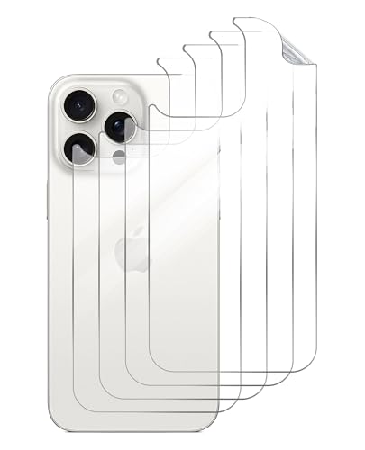 GIOPUEY[4 Stück Rückseite Folie Kompatibel mit iPhone 15 Pro Max, iPhone 15 Pro Max Rückseite Schutzfolie, Weiches TPU, Dünn, Hohe Transparenz, Kratzfest, Rutschfest - Clear von GIOPUEY