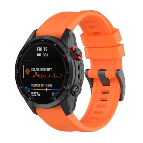 GIOPUEY Armband Kompatibel mit Garmin Fenix 8 43MM, Weiches Silikon Armband [Verschleißfest] [Atmungsaktiv] Ersatzarmband - Orange von GIOPUEY